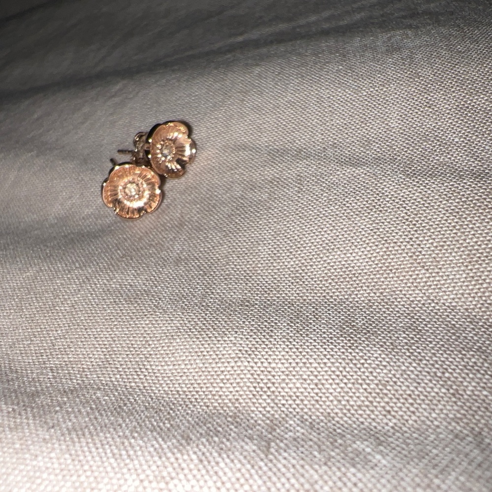 Rose gold coach earrings